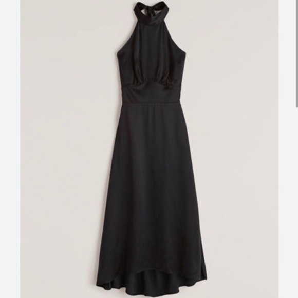 Abercrombie & Fitch Dreamy Halter‎ Black Satin Dress - Picture 1 of 10